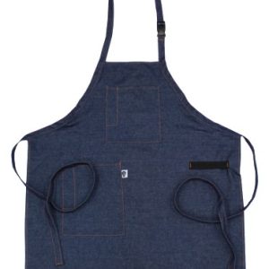 Colored Bib Apron, Combination Pocket, Denim