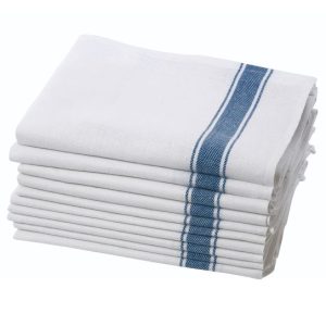 Herringbone Blue Stripe Towel, 20 oz., 1 dz/Poly Bag