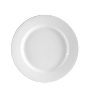Brite White Wide Rim 10 1/2" Plate dz.(packed 1dz). (Priced by Dozen)